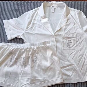 New Juicy Couture By Forever 21 Women's Cream Satin Pajama Set